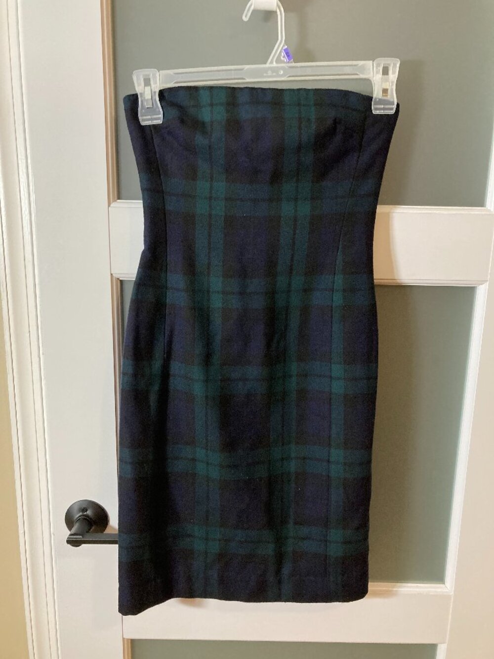 Vintage Ralph Lauren Black Watch Plaid Strapless Mini Dress - Wool - Size 2